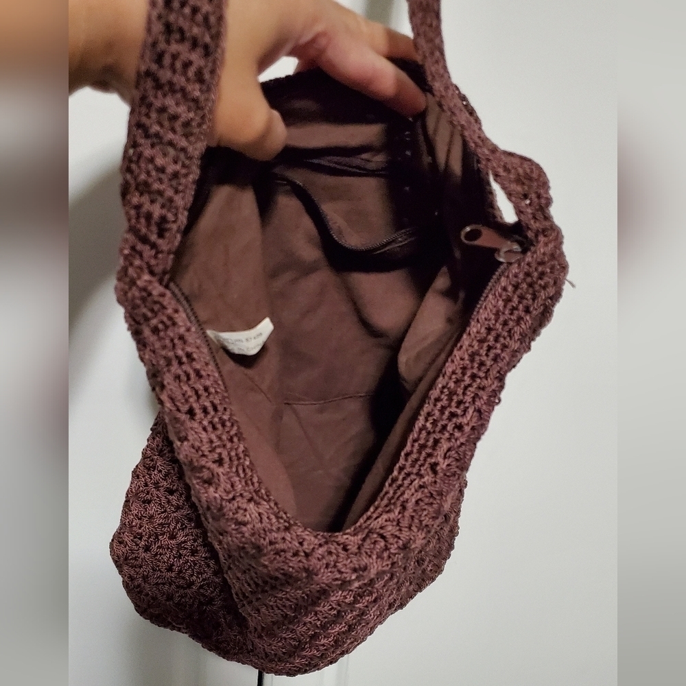 Brown Crochet Shoulder Bag Purse - Picture 4 of 10